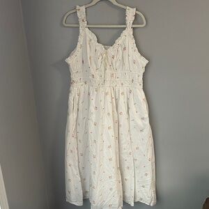 Old Navy Cream Dress with Pink Floral Accents